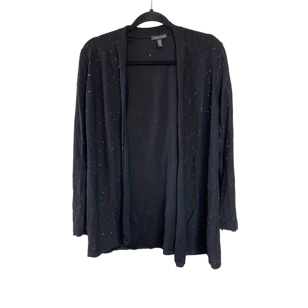 Eileen Fisher Black Sequin Open From Cardigan Siz… - image 1